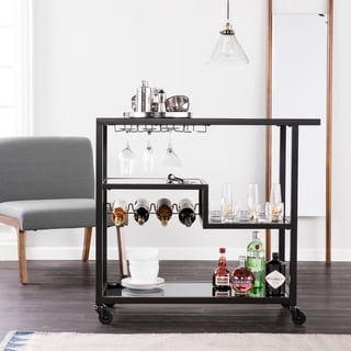 Holly & Martin Zephs Bar Cart - Black w/ Smoked Mirror