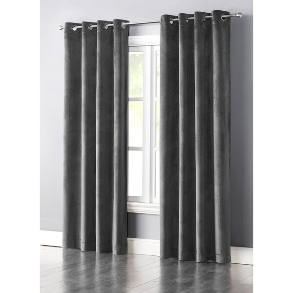 Wonder Home Grace Velvet Light Blocking Panel, 50" * 63", Charcoal