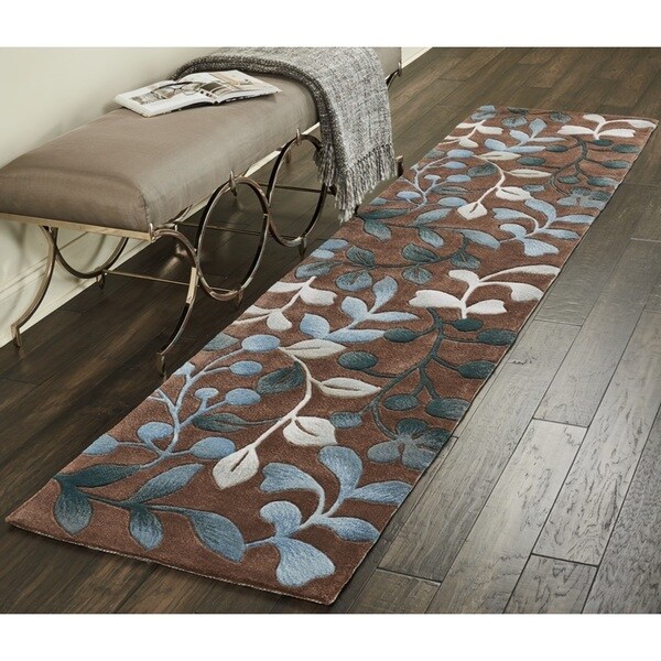 Nourison Contour Brown Blue Fl Runner Rug 2 3 X 10 Nourison Contour Brown Blue Fl Runner Rug 2 X27 3 X 10