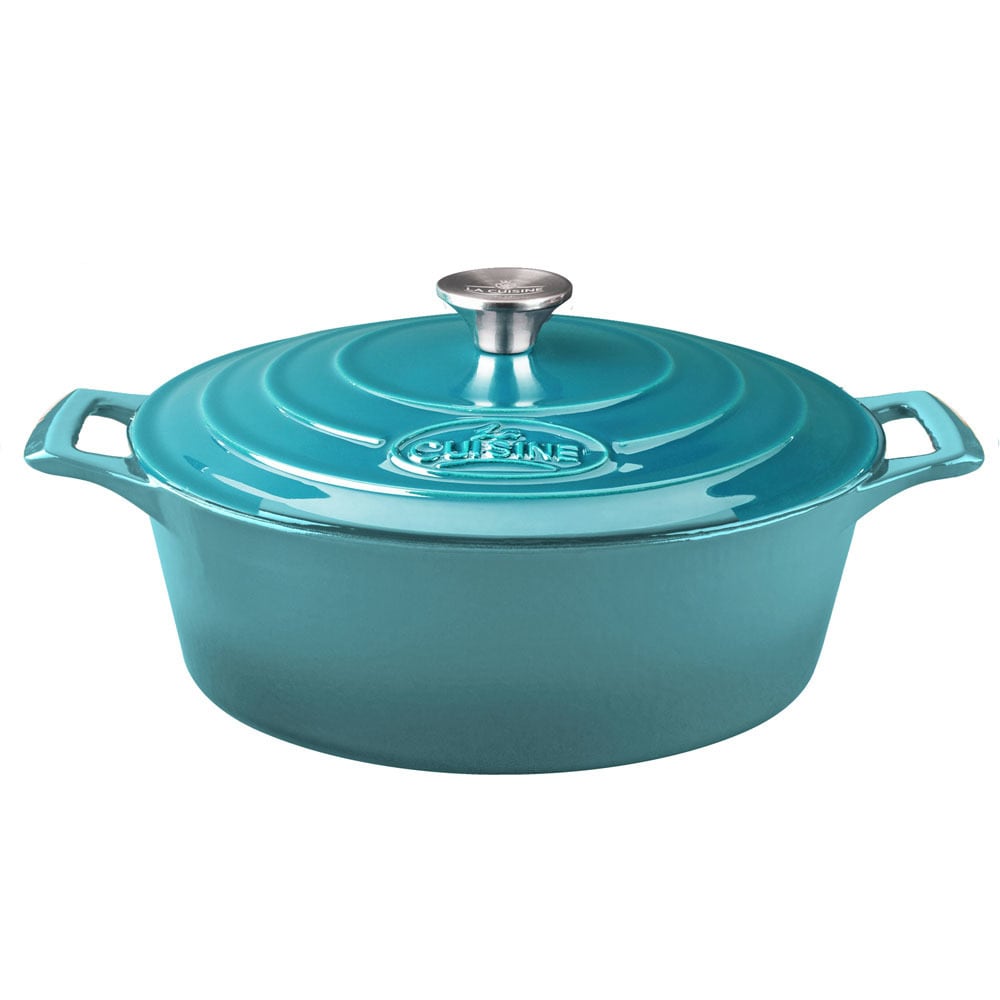 12 L x 6.75 W Cast Iron Oval Casserole Pan with Handles