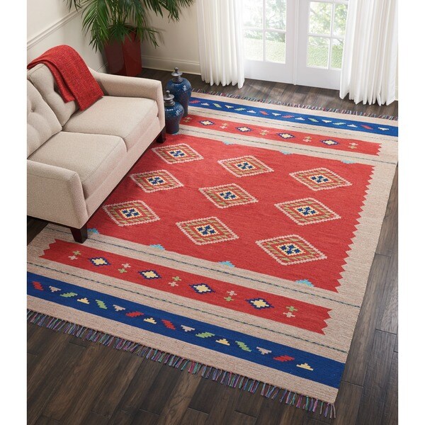Nourison Baja Moroccan Red/Beige Area Rug - 8' x 10'