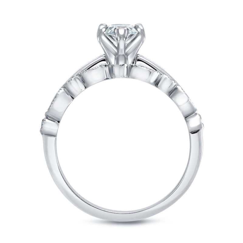 Auriya 14k Gold 1/2ctw Vintage Pear Shape Solitaire Diamond Engagement Ring Set