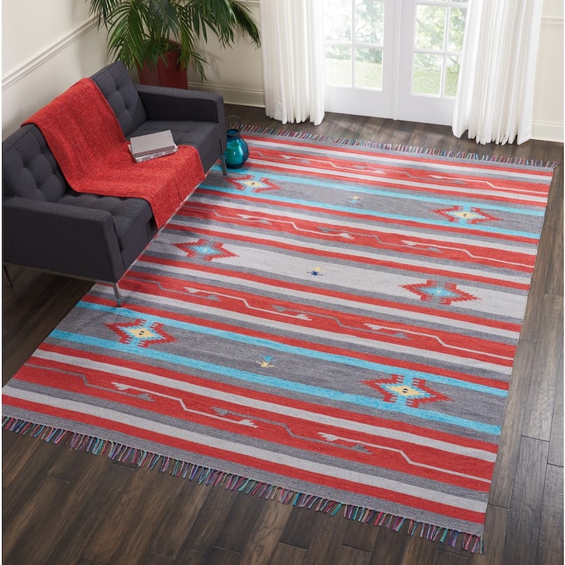 Nourison Baja Striped Southwestern Fringe Area Rug