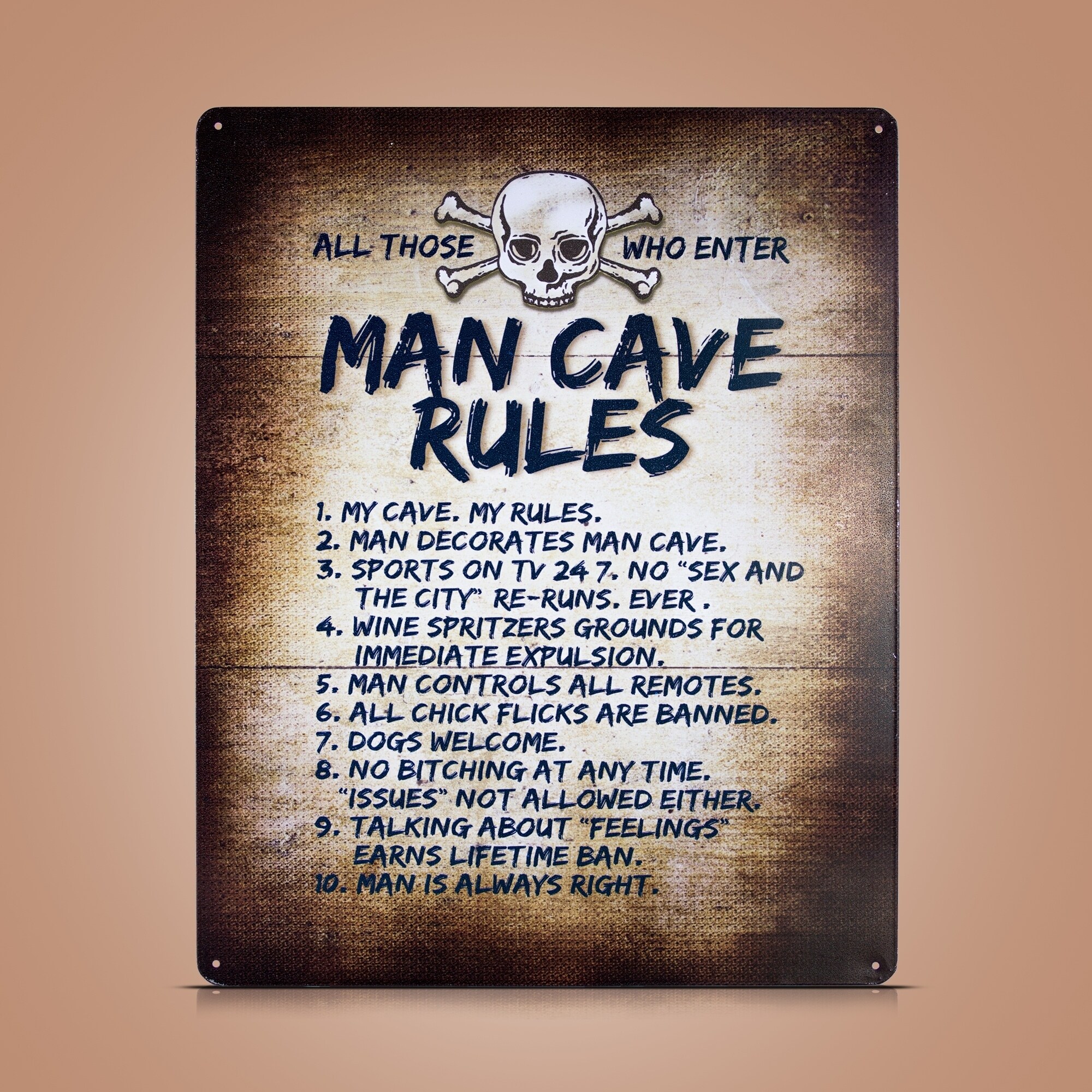 Regole Della Man Cave - Targa In Latta Vintage Con Top 10 Regole - Decorazione Per Garage Bar Pub 20x30cm - 3