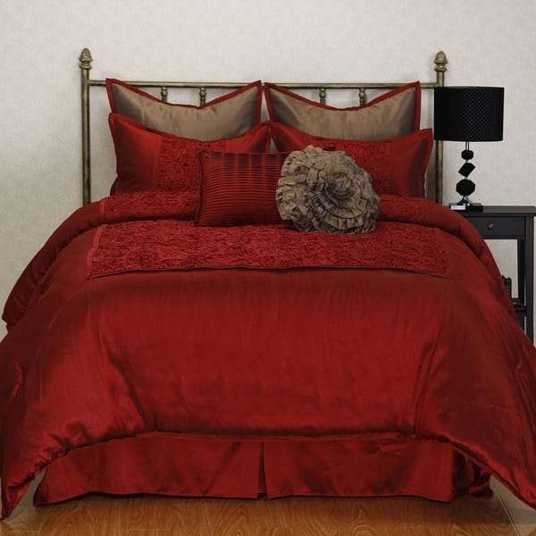 Shop Nanshing Granville Red Floral 8 Piece King Size Comforter Set As Is Item Free Shipping Today Overstock 18036439