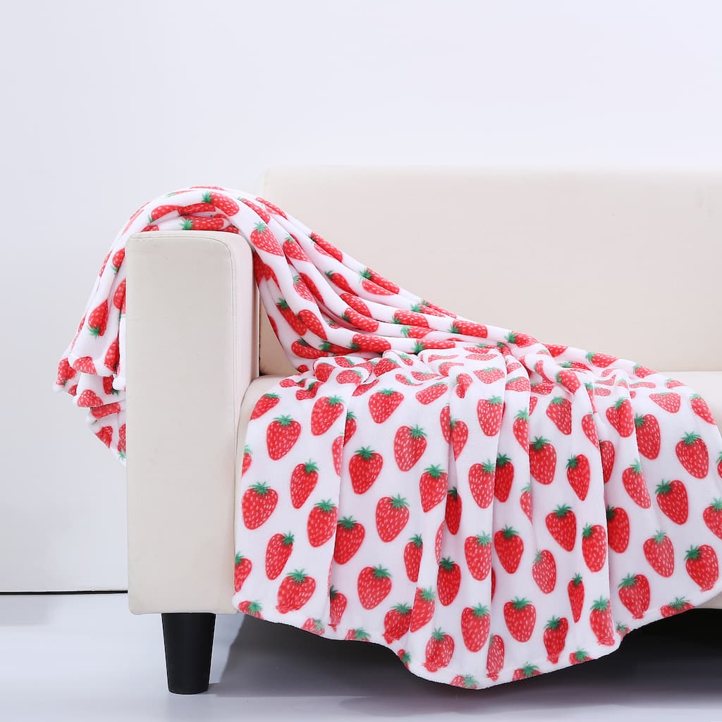 Berkshire Blanket Velvety Plush Strawberry Throw Blanket