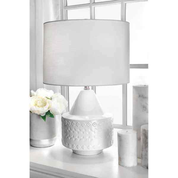 Watch Hill 23'' Serenity Ceramic Linen Shade Floral Vase Table Lamp