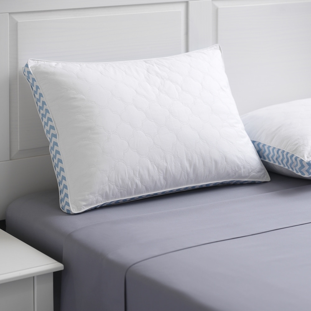 Classics Cloud Quilted Printed Gusset Cloud Pillow with 4 Inch Gusset