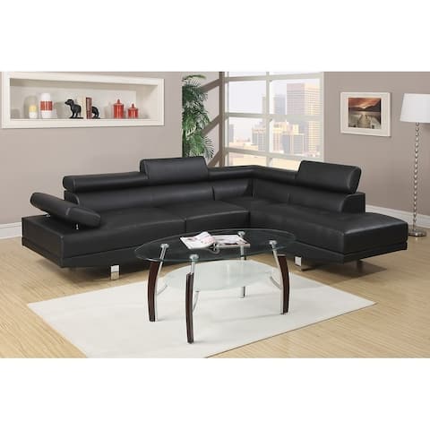 Bobkona 2-Pcs Sectional Sofa w/ Flip Up Headsets: Right-facing Chaise and Left facing Sofa.