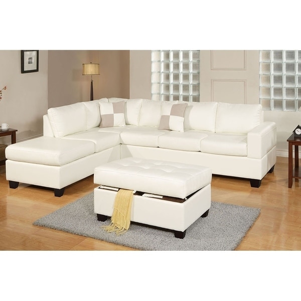 Bobkona 3 Pcs Riversible Bonded Leather Sectional Sofa And Bobkona 3 Pcs Riversible Bonded Leather Sectional Sofa And Tail Ottman W Storage