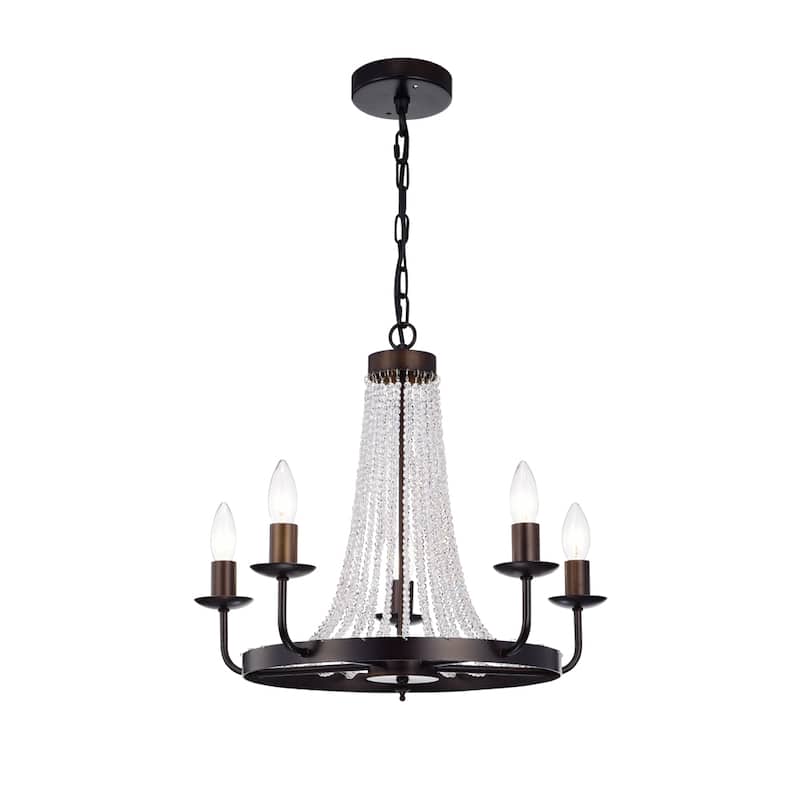 Cynbel 5-Light Single Tier 20-Inch Antique Bronze Crystal Chandelier