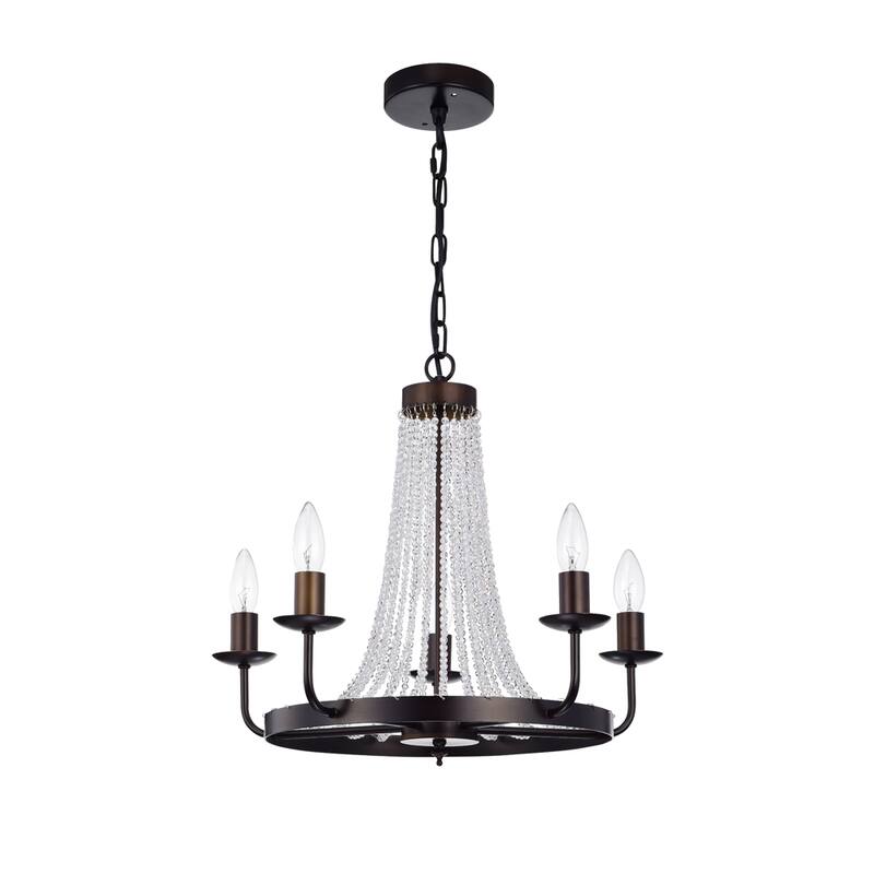 Cynbel 5-Light Single Tier 20-Inch Antique Bronze Crystal Chandelier