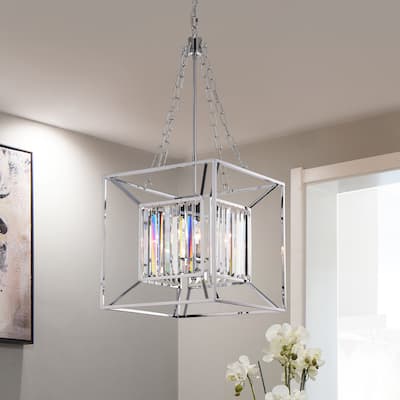 Morcent 4-Light 16-Inch Square Chrome Pendant
