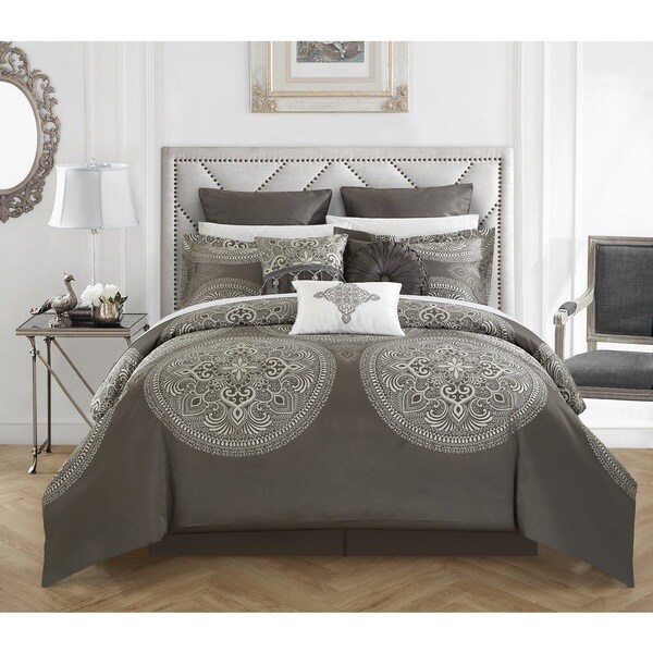 Chic Home 9Piece Adana Grey Comforter Set Overstock 18038283