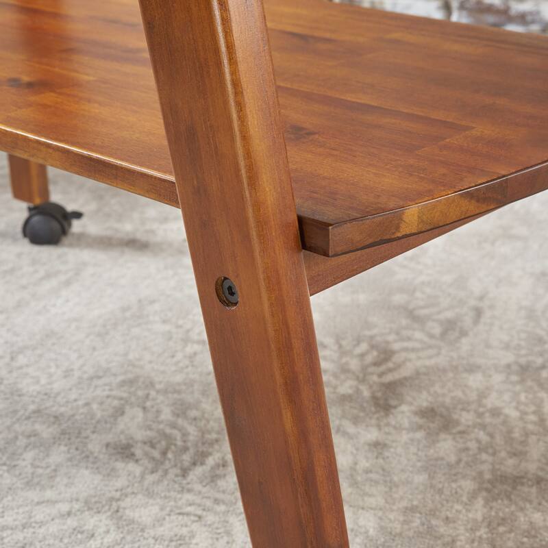 Cadman Mid-century Modern Acacia Wood Bar Cart by Christopher Knight Home - 35.25"L x 16.00"W x 36.00"H