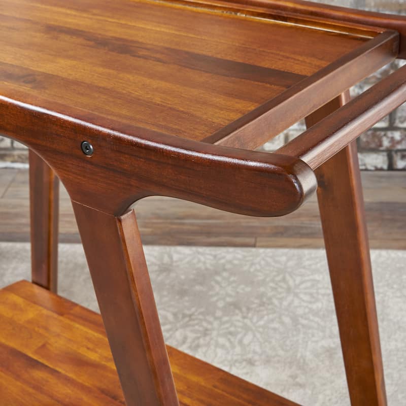 Cadman Mid-century Modern Acacia Wood Bar Cart by Christopher Knight Home - 35.25"L x 16.00"W x 36.00"H