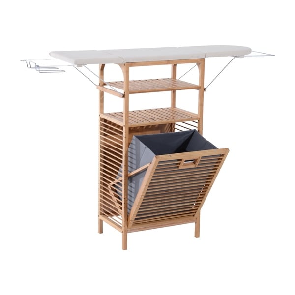 Homcom Collapsible Ironing Board And Shelving Unit With Hamper Homcom Collapsible Ironing Board And Shelving Unit With Hamper Gray