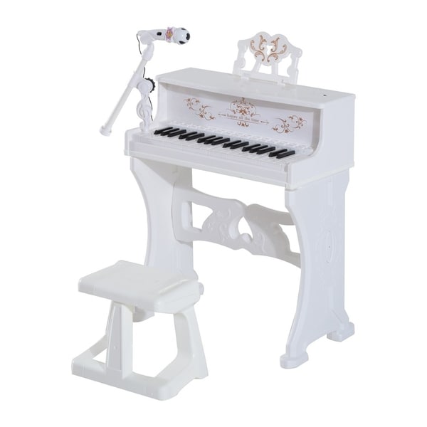 Qaba 32 Key Princess Electronic Kids Keyboard with Stool and Microphone, White. Opens flyout.