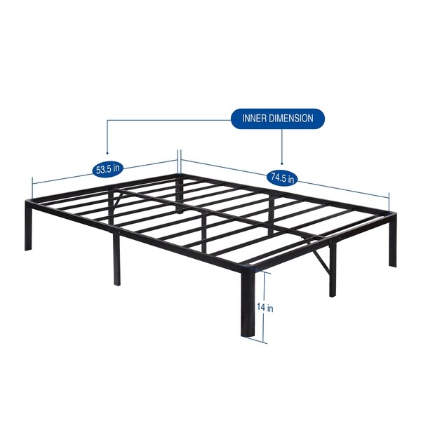 Sleeplanner 14-inch Full-Size Dura Round Edge Steel Slat Bed Frame OVT ...