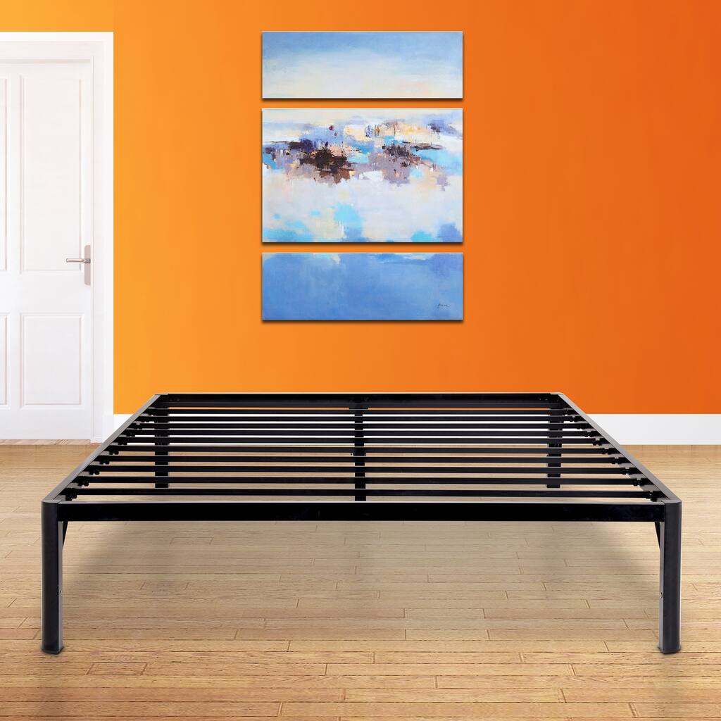 Sleeplanner 16-inch Twin-Size Dura Metal Steel Slate Bed Frame, Round Corner