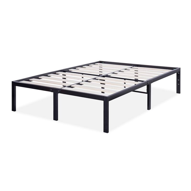 Sleeplanner 14inch FullSize Dura Metal Bed Frame with Wood Slat OVT