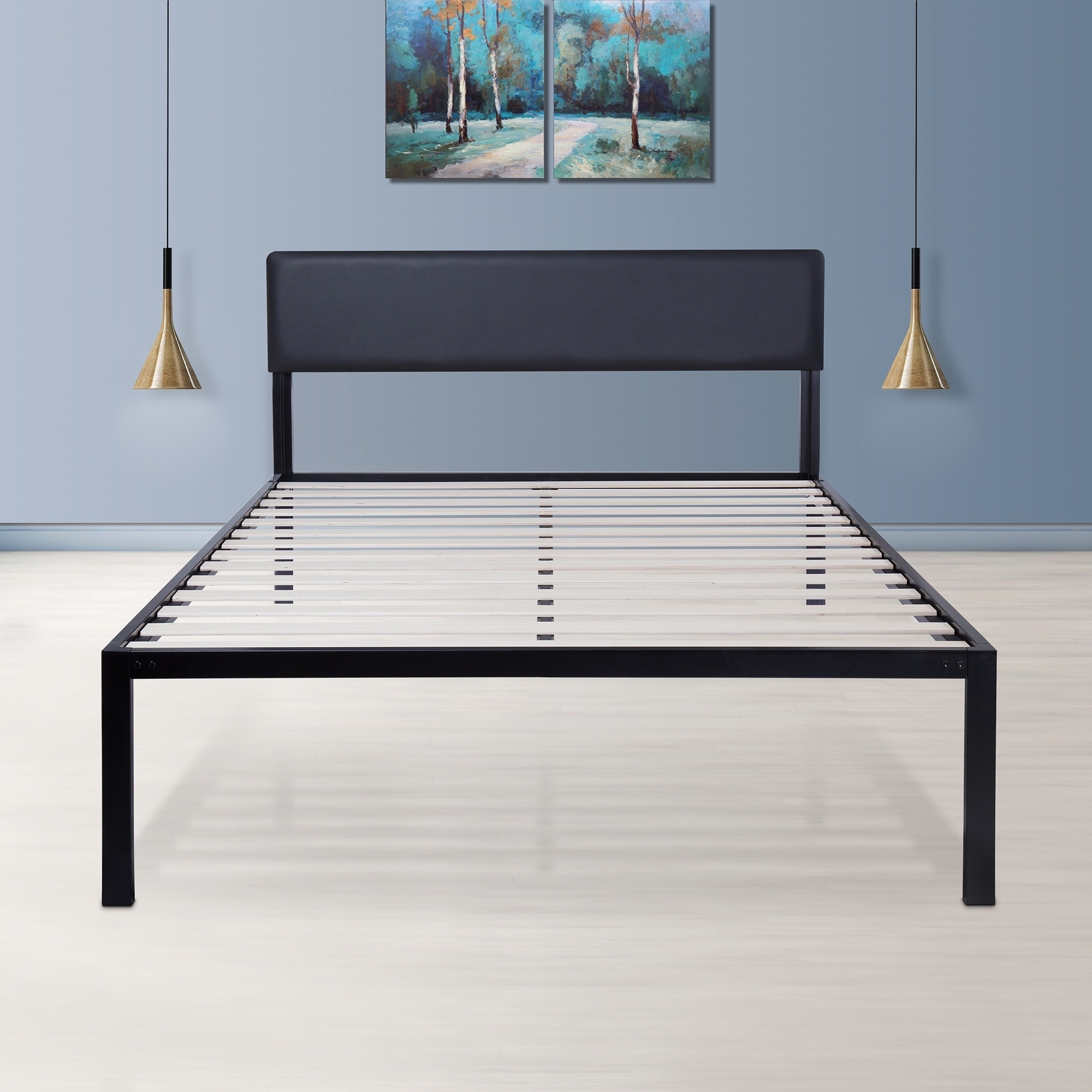 Sleeplanner 18-inch Queen-Size Metal Bed Frame with Faux Leather