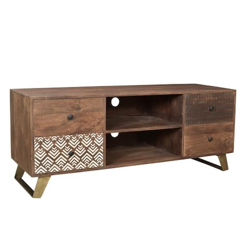 Handmade Olga Retro TV Console with Drawers (India) - 60" x 18" x 24"