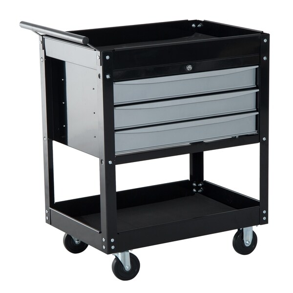 Shop Homcom 3 Drawer Steel Rolling Tool Chest Storage Cabinet