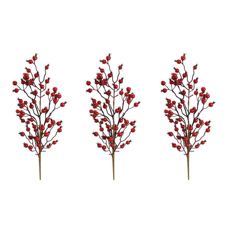 24H Inches Faux Red Berry Spray Christmas Decor