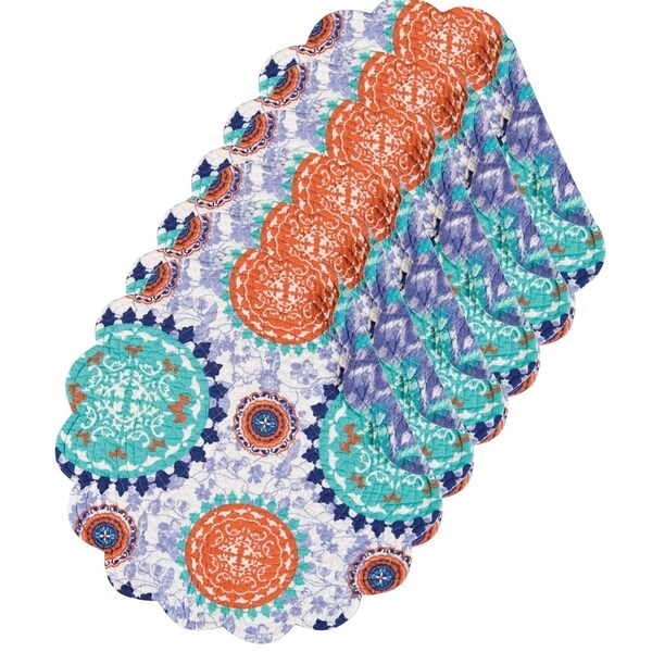 Zarina Cotton Quilted Round Reversible Placemat Set of 6