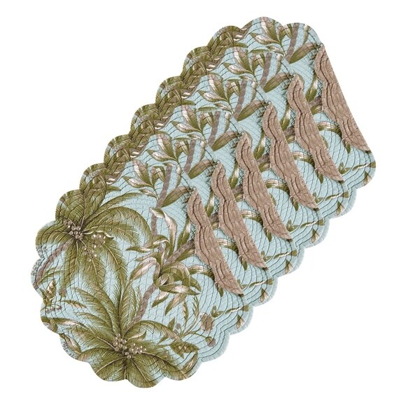 Barbados Sea Cotton Quilted Round Reversible Placemat Set of 6