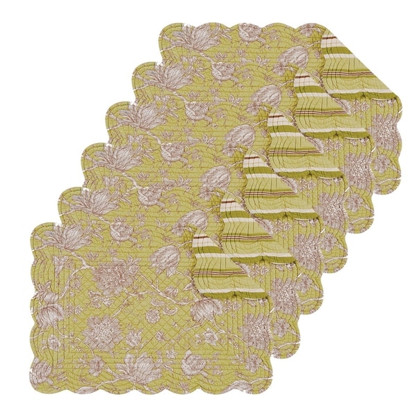 Berkeley Green Cotton Quilted Oblong Placemat Set of 6