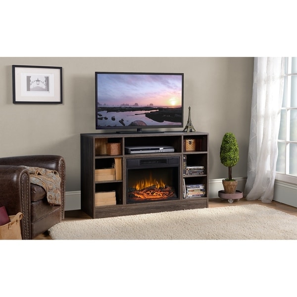 Oakley Media Fireplace in Weathered Black Brown Oak