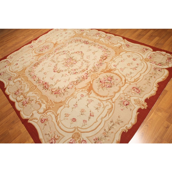 French Country Formal Hand Woven Needlepoint Aubusson Area Rug - 8'x10'