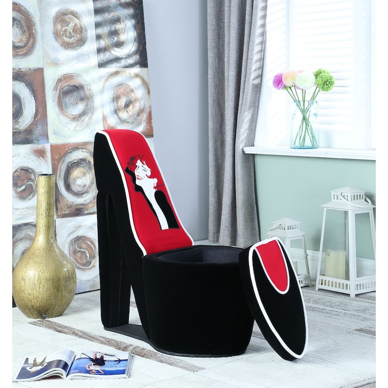 32.86-inch Glamour Girl Modern Living Room High Heel Storage Chair with ...