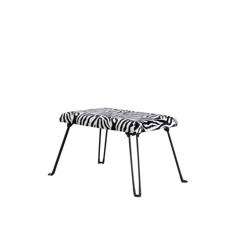 17-inch Modern Fabric Upholstered Animal Print Accent Seat with Foldable Legs