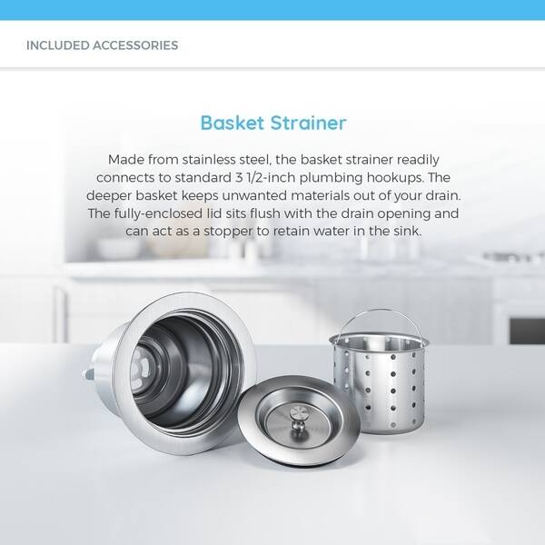 2920S Single Bowl 3/4" Radius Stainless Steel Sink, Grid, and Basket Strainer Bed Bath