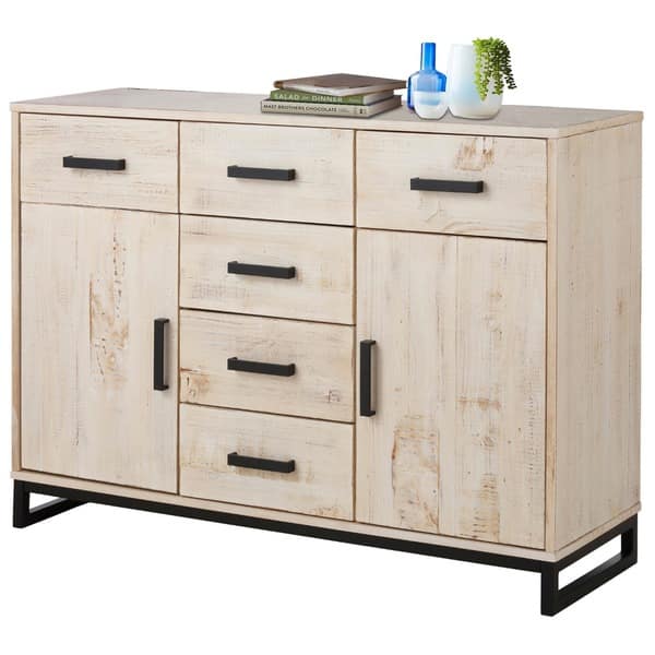 Shop Santana Pine And Metal 2 Door 6 Drawer Sideboard Free