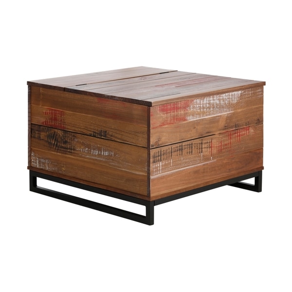 Scandinavian Living Santana Distressed Brown Pinewood Trunk Storage Table