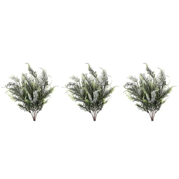 Shop 7 Stems Faux Cypress Bush With Snow Christmas Decor Free