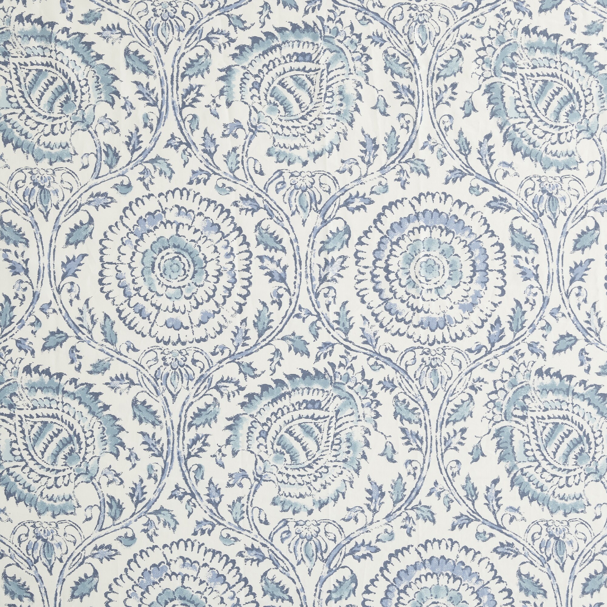 Shop Echo Design Kamala Blue Cotton Sateen Printed Shower Curtain