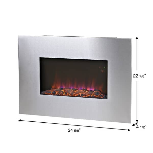 Shop Clarington Wall Mount Fireplace In Silver Overstock 18045390