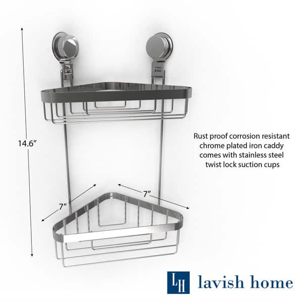 Wall Mounted Two Tier Corner Shower Caddy- Stainless Steel Twist Lock  Suction Cups by Windsor Home (As Is) - Bed Bath & Beyond - 19295771