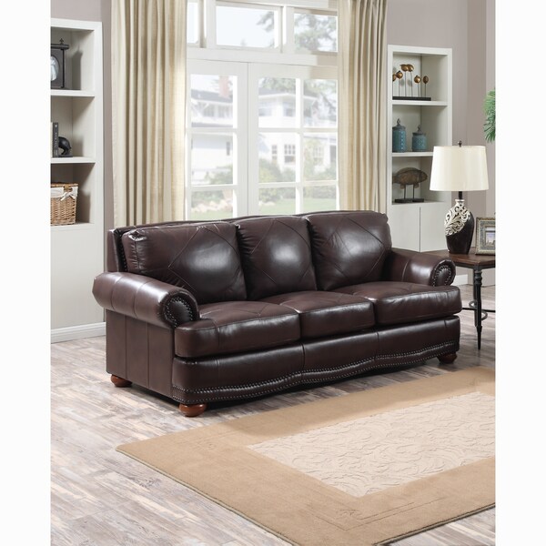 Sline Chocolate Brown Premium Top Grain Italian Leather Sofa