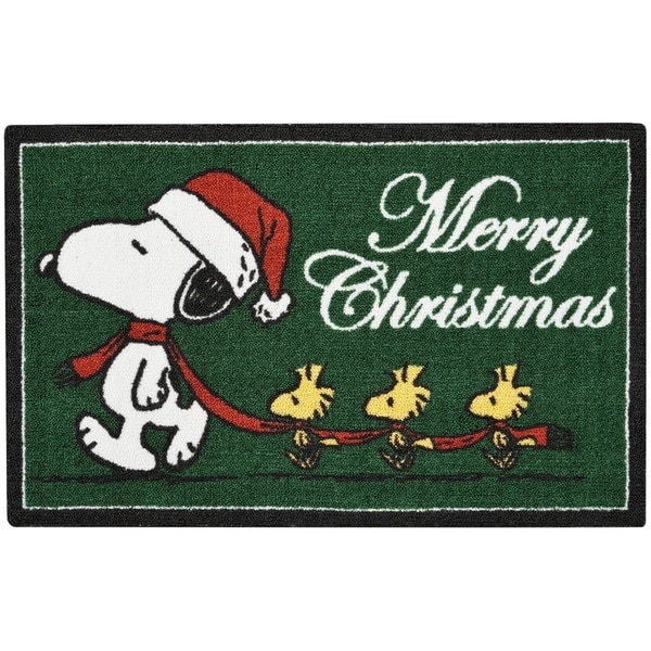 Peanuts Enhance Merry Christmas Green Accent Rug By Nourison 1 8 Peanuts Enhance Merry Christmas Green Accent Rug By Nourison