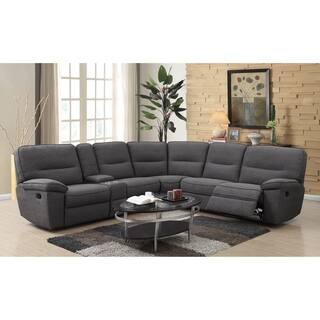 Storage Sectional Sofas Online At Our Best Emerald Home Alberta 6pc Modular Reclining Sectional Charcoal Gray