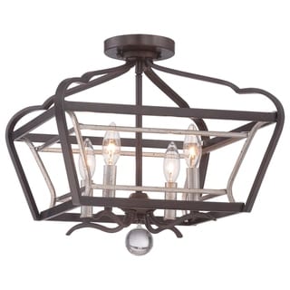 Lavery Astrapia Dark Rubbed Sienna With Aged Silver 4 Light Semi Flush