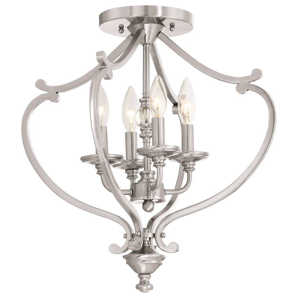 Lavery Savannah Row Brushed Nickel & Clear Glass 4 Light Chandelier