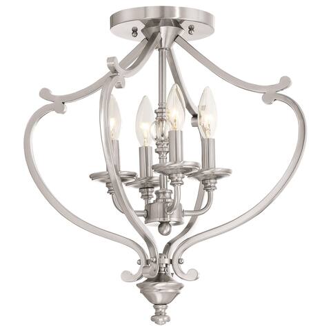 Savannah Row Brushed Nickel 4 Light Semi Flush Mount(Convertible) by Minka Lavery