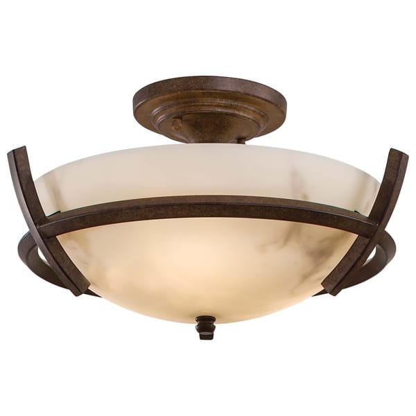 Lavery Calavera Nutmeg & Alabaster Poly Shade 3 Light Semi Flush Mount ...